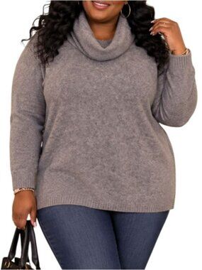 Belldini Plus Size XL Sweater Truffle Combo Plush Cowl Neck Acrylic Warm Cozy
